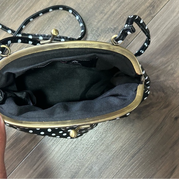 Mini Black and White Polka Dot Clutch/ Crossbody Bag - Picture 4 of 6
